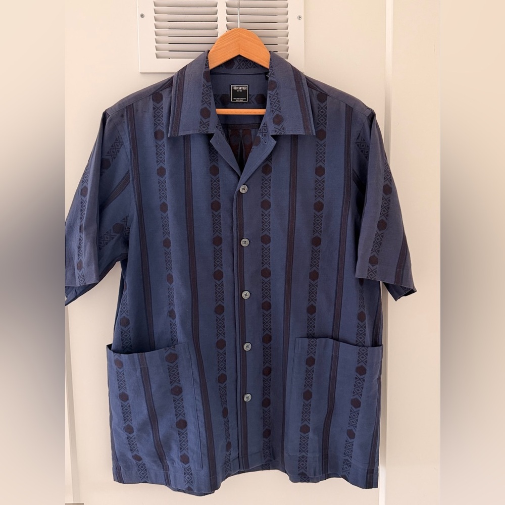 Todd Snyder Indigo Geometric Shirt